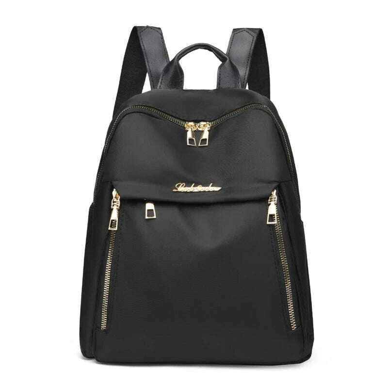 KIMLUD, Simple Pu Black Large Capacity Backpacks Women Travel Bag Solid Harajuku Student Schoolbag Backpack Unisex Bags High Street, black, KIMLUD Women's Clothes