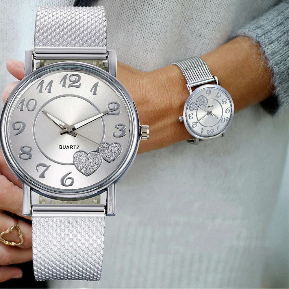 Simple Vintage Classic 2024 Fashion Casual Women Watch Ladies Mesh Belt Elegant Wild Creative Lover Quartz Wristwatch - KIMLUD