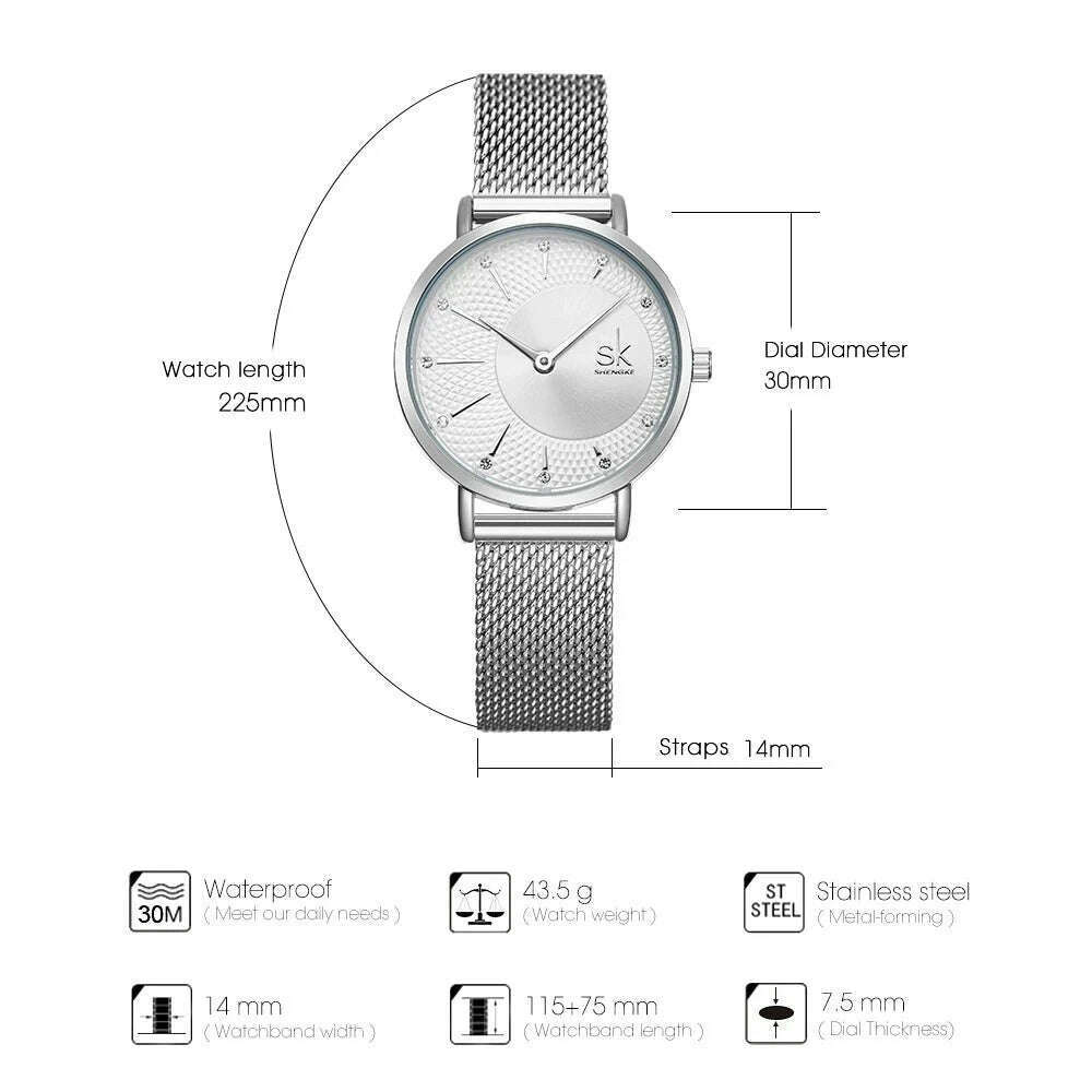 KIMLUD, SK Designer Watch For Women Fashion Casual Dial Watch Women Precise Quartz Montre Femme Adjustable Milan Strap Reloj Mujer, KIMLUD Womens Clothes