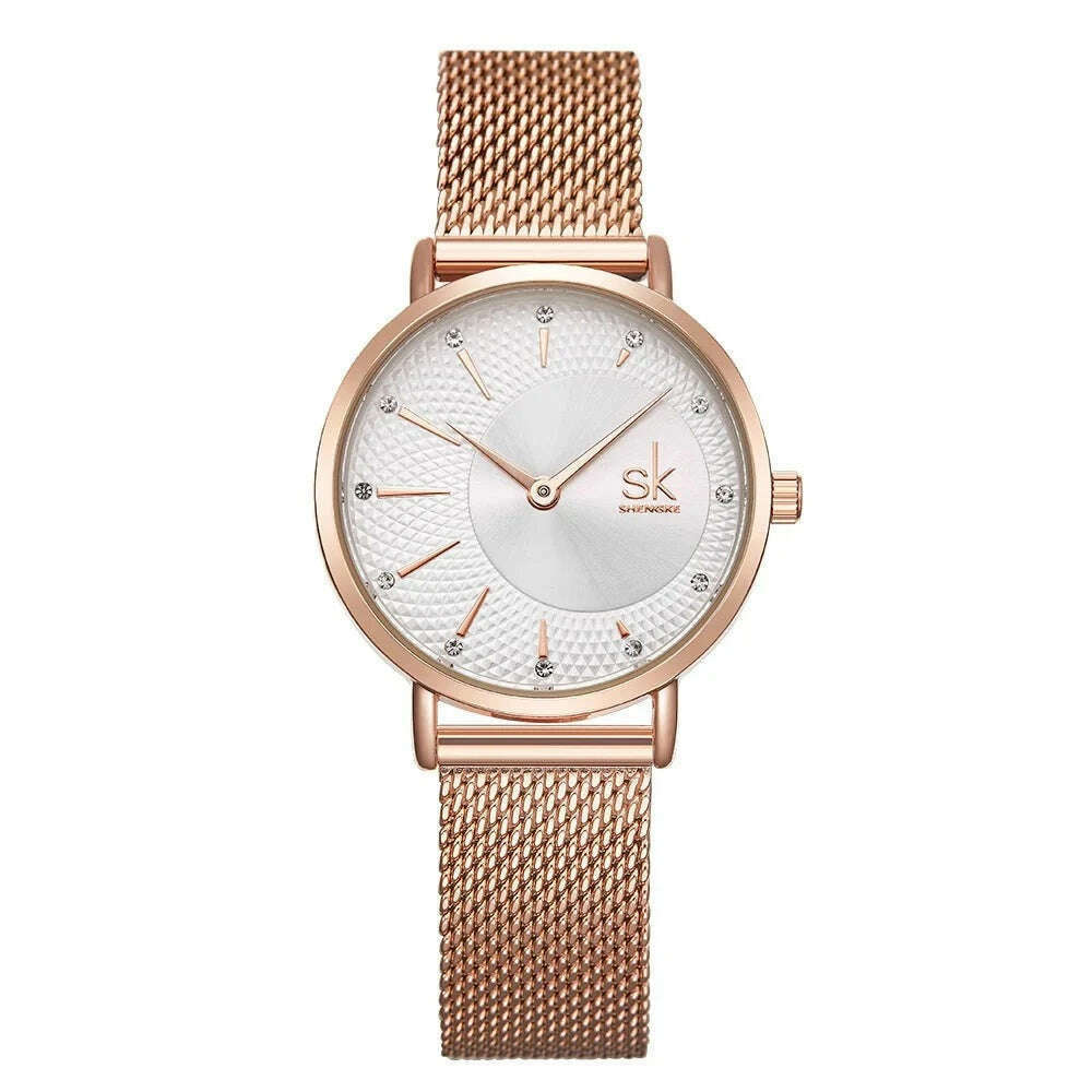 KIMLUD, SK Designer Watch For Women Fashion Casual Dial Watch Women Precise Quartz Montre Femme Adjustable Milan Strap Reloj Mujer, silverrosegold, KIMLUD Womens Clothes