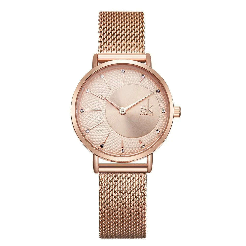 KIMLUD, SK Designer Watch For Women Fashion Casual Dial Watch Women Precise Quartz Montre Femme Adjustable Milan Strap Reloj Mujer, rosegold, KIMLUD Womens Clothes