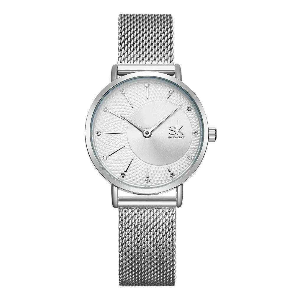 KIMLUD, SK Designer Watch For Women Fashion Casual Dial Watch Women Precise Quartz Montre Femme Adjustable Milan Strap Reloj Mujer, silver, KIMLUD Womens Clothes