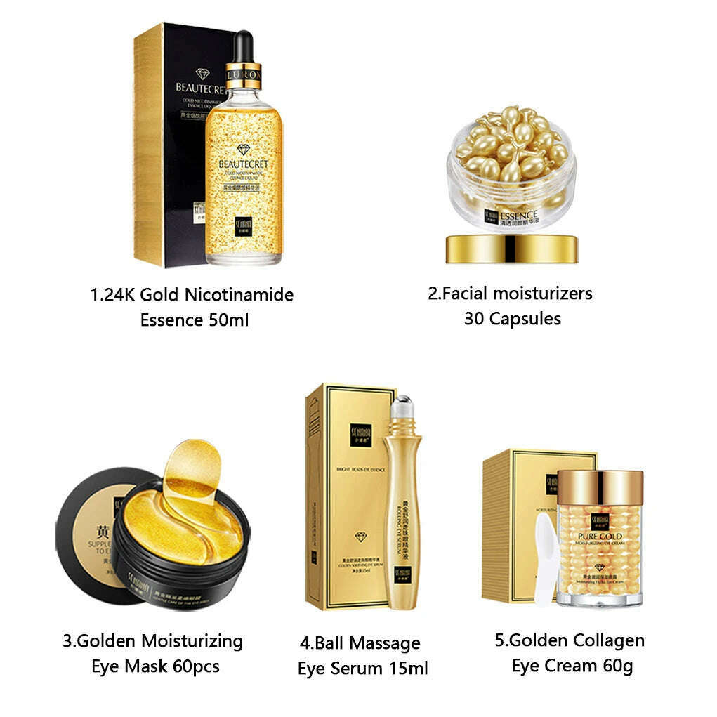 KIMLUD, Skin Care Product 24K Gold Nicotinamide Skincare Set Anti Aging Face  Cream Fade Dark Circles Eye Cream Moisturizing Face Masks, 5PCS-F174 / CHINA, KIMLUD APPAREL - Womens Clothes