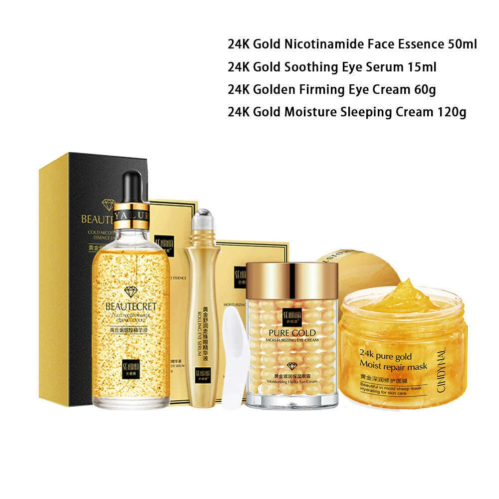 KIMLUD, Skin Care Product 24K Gold Nicotinamide Skincare Set Anti Aging Face  Cream Fade Dark Circles Eye Cream Moisturizing Face Masks, 4PCS-D170 / CHINA, KIMLUD Womens Clothes