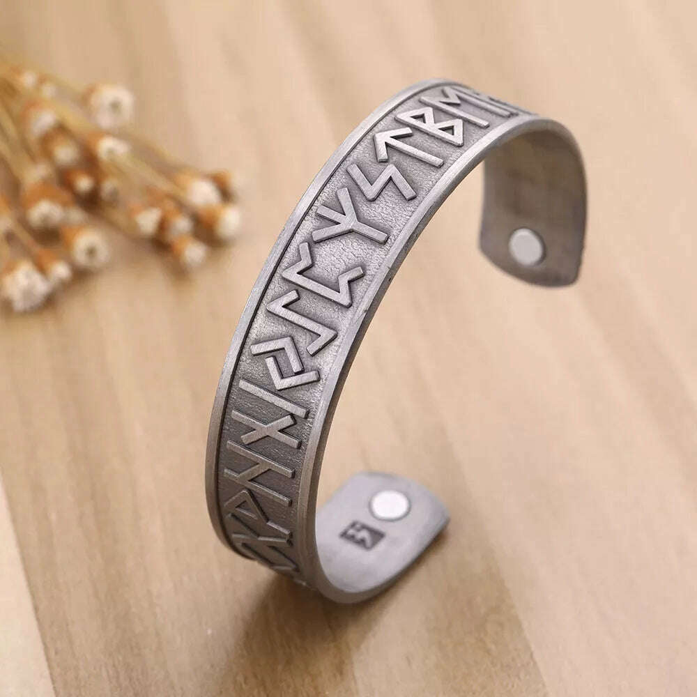 Skyrim Viking Talisman Health Bracelets Tree Of Life Luck Knot Runes Trinity Magnetic Cuff Bangles Women Men Adjustable Bracelet - KIMLUD