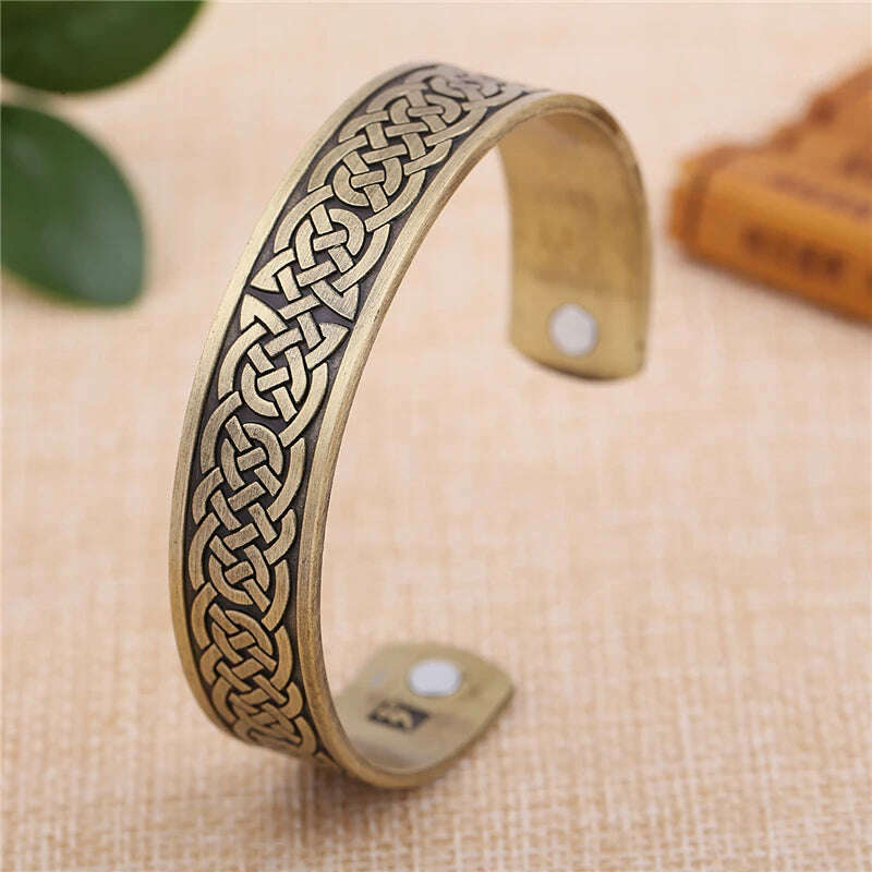 KIMLUD, Skyrim Viking Talisman Health Bracelets Tree Of Life Luck Knot Runes Trinity Magnetic Cuff Bangles Women Men Adjustable Bracelet, Irish Knot 1, KIMLUD Womens Clothes