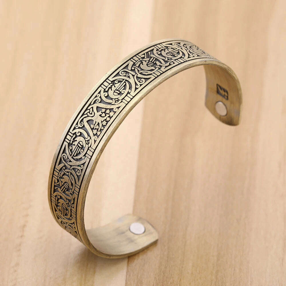 Skyrim Viking Talisman Health Bracelets Tree Of Life Luck Knot Runes Trinity Magnetic Cuff Bangles Women Men Adjustable Bracelet - KIMLUD