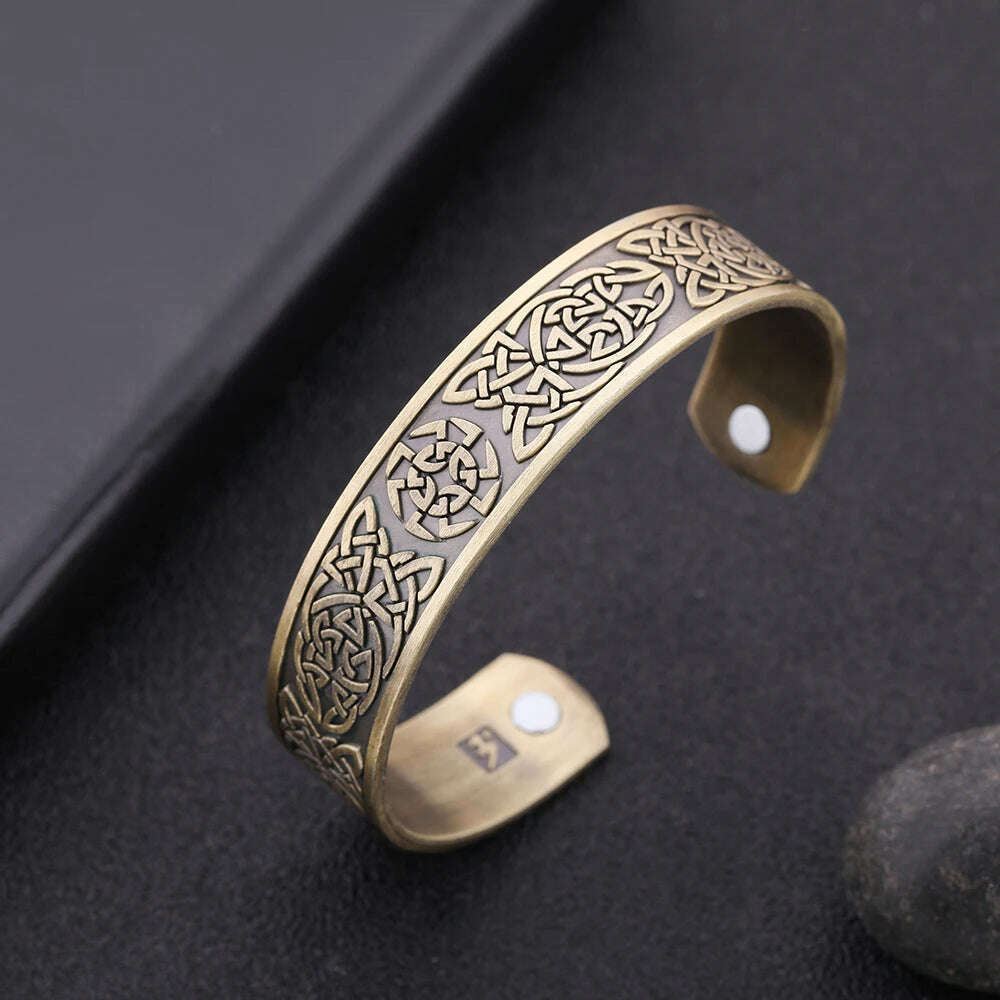Skyrim Viking Talisman Health Bracelets Tree Of Life Luck Knot Runes Trinity Magnetic Cuff Bangles Women Men Adjustable Bracelet - KIMLUD