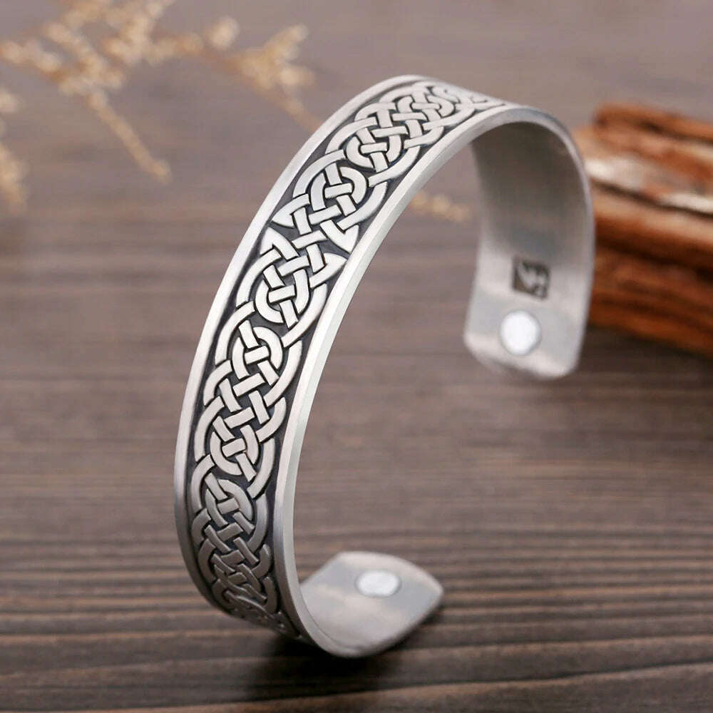 Skyrim Viking Talisman Health Bracelets Tree Of Life Luck Knot Runes Trinity Magnetic Cuff Bangles Women Men Adjustable Bracelet - KIMLUD