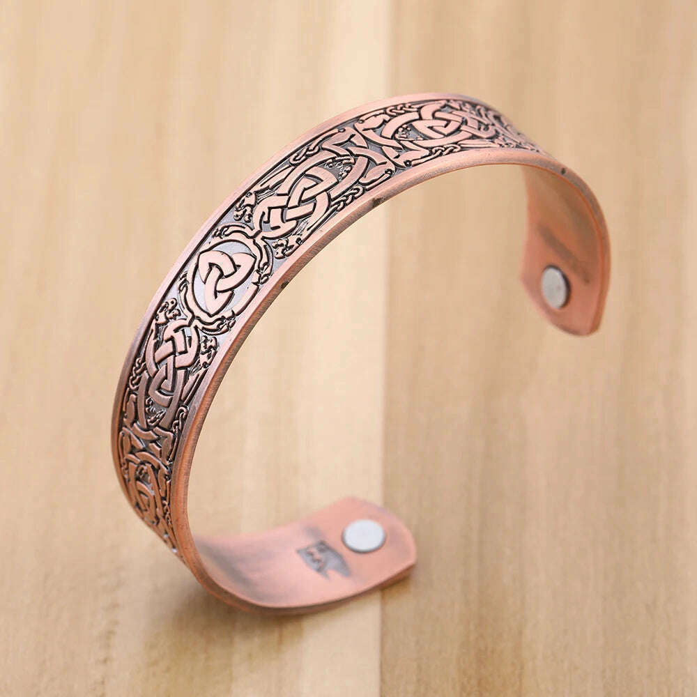 Skyrim Viking Talisman Health Bracelets Tree Of Life Luck Knot Runes Trinity Magnetic Cuff Bangles Women Men Adjustable Bracelet - KIMLUD