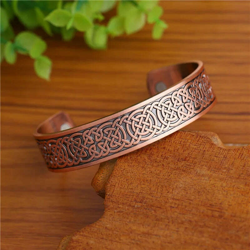 Skyrim Viking Talisman Health Bracelets Tree Of Life Luck Knot Runes Trinity Magnetic Cuff Bangles Women Men Adjustable Bracelet - KIMLUD