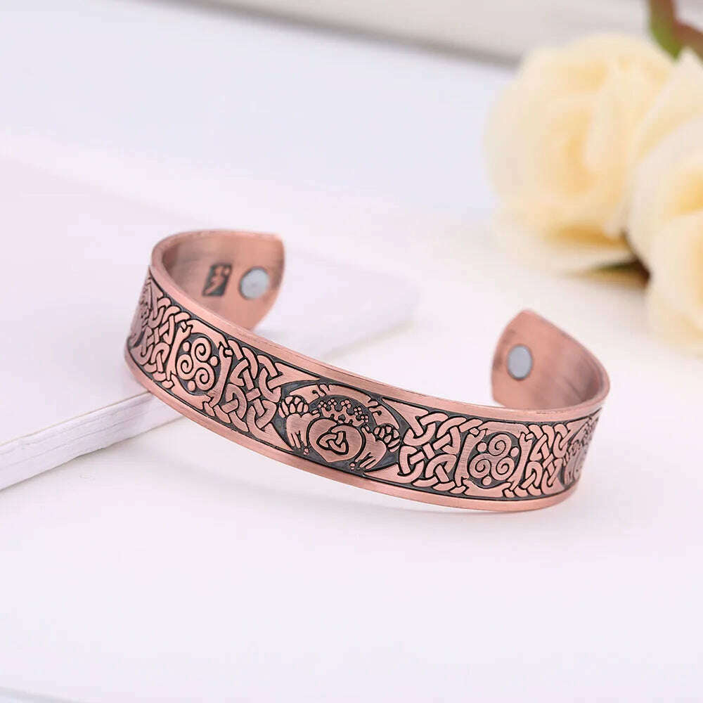 Skyrim Viking Talisman Health Bracelets Tree Of Life Luck Knot Runes Trinity Magnetic Cuff Bangles Women Men Adjustable Bracelet - KIMLUD