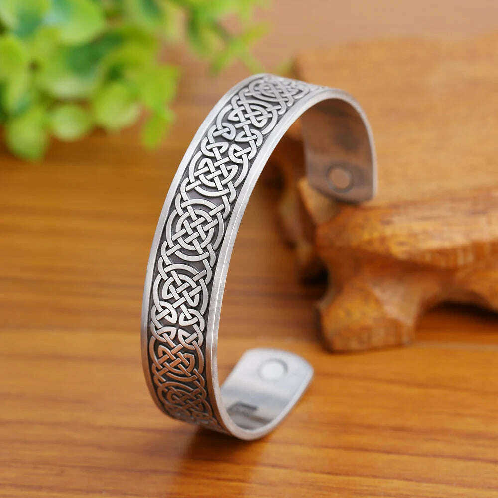 Skyrim Viking Talisman Health Bracelets Tree Of Life Luck Knot Runes Trinity Magnetic Cuff Bangles Women Men Adjustable Bracelet - KIMLUD
