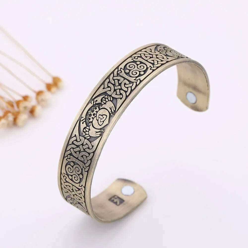 Skyrim Viking Talisman Health Bracelets Tree Of Life Luck Knot Runes Trinity Magnetic Cuff Bangles Women Men Adjustable Bracelet - KIMLUD