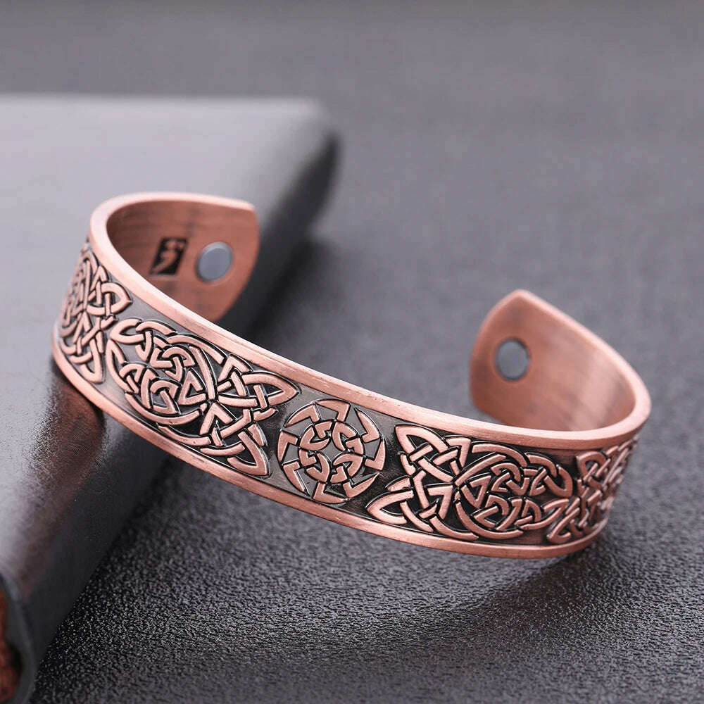 Skyrim Viking Talisman Health Bracelets Tree Of Life Luck Knot Runes Trinity Magnetic Cuff Bangles Women Men Adjustable Bracelet - KIMLUD