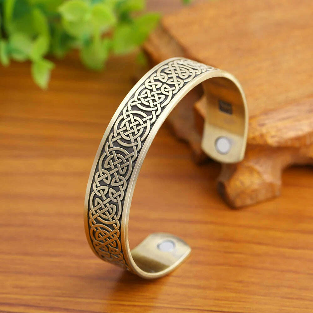 Skyrim Viking Talisman Health Bracelets Tree Of Life Luck Knot Runes Trinity Magnetic Cuff Bangles Women Men Adjustable Bracelet - KIMLUD