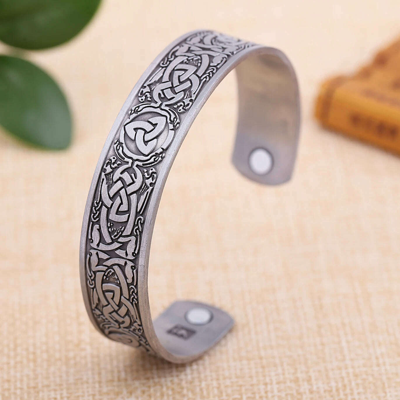 KIMLUD, Skyrim Viking Talisman Health Bracelets Tree Of Life Luck Knot Runes Trinity Magnetic Cuff Bangles Women Men Adjustable Bracelet, Trinity Knot, KIMLUD Womens Clothes