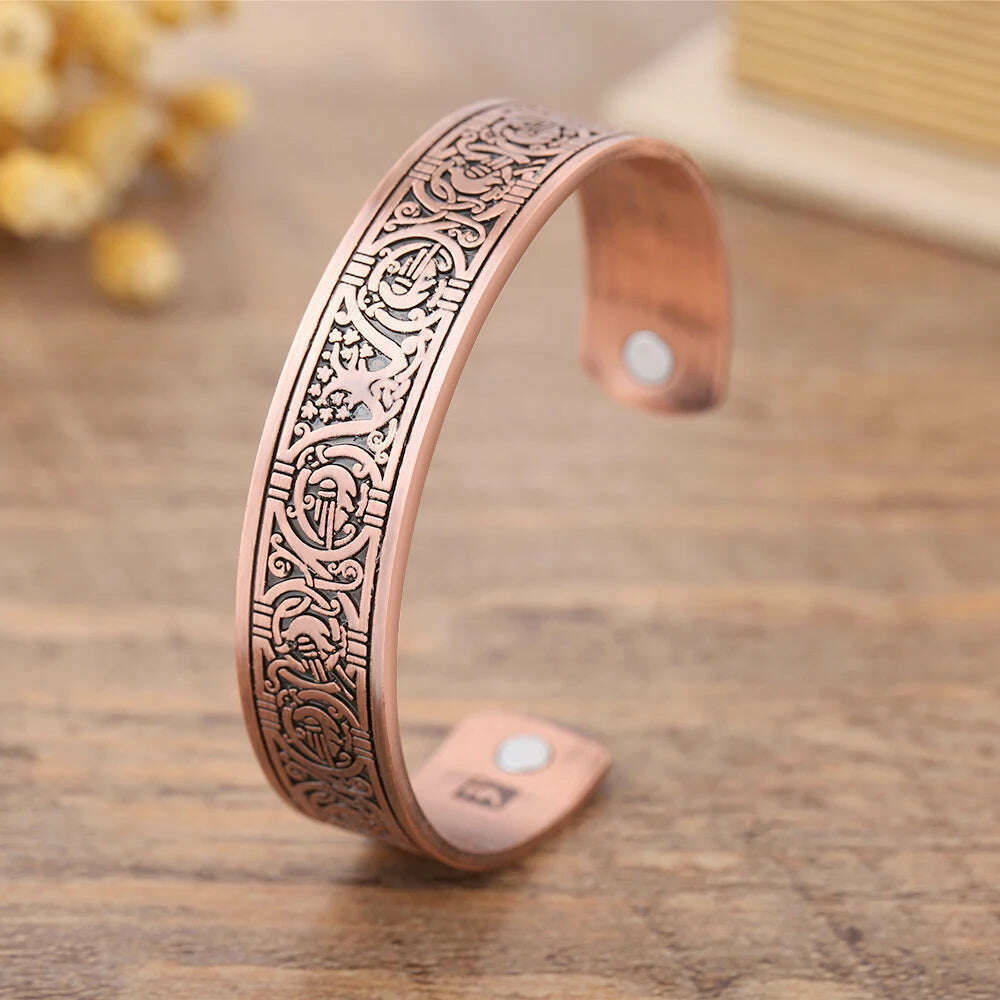 Skyrim Viking Talisman Health Bracelets Tree Of Life Luck Knot Runes Trinity Magnetic Cuff Bangles Women Men Adjustable Bracelet - KIMLUD