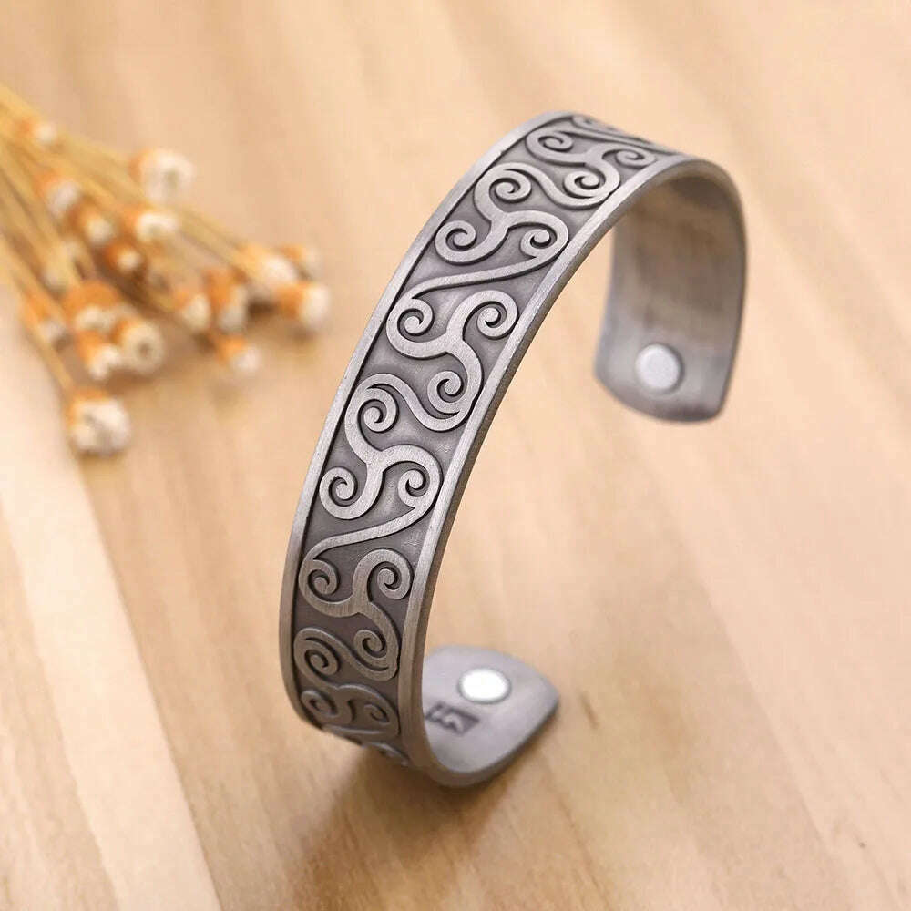 Skyrim Viking Talisman Health Bracelets Tree Of Life Luck Knot Runes Trinity Magnetic Cuff Bangles Women Men Adjustable Bracelet - KIMLUD