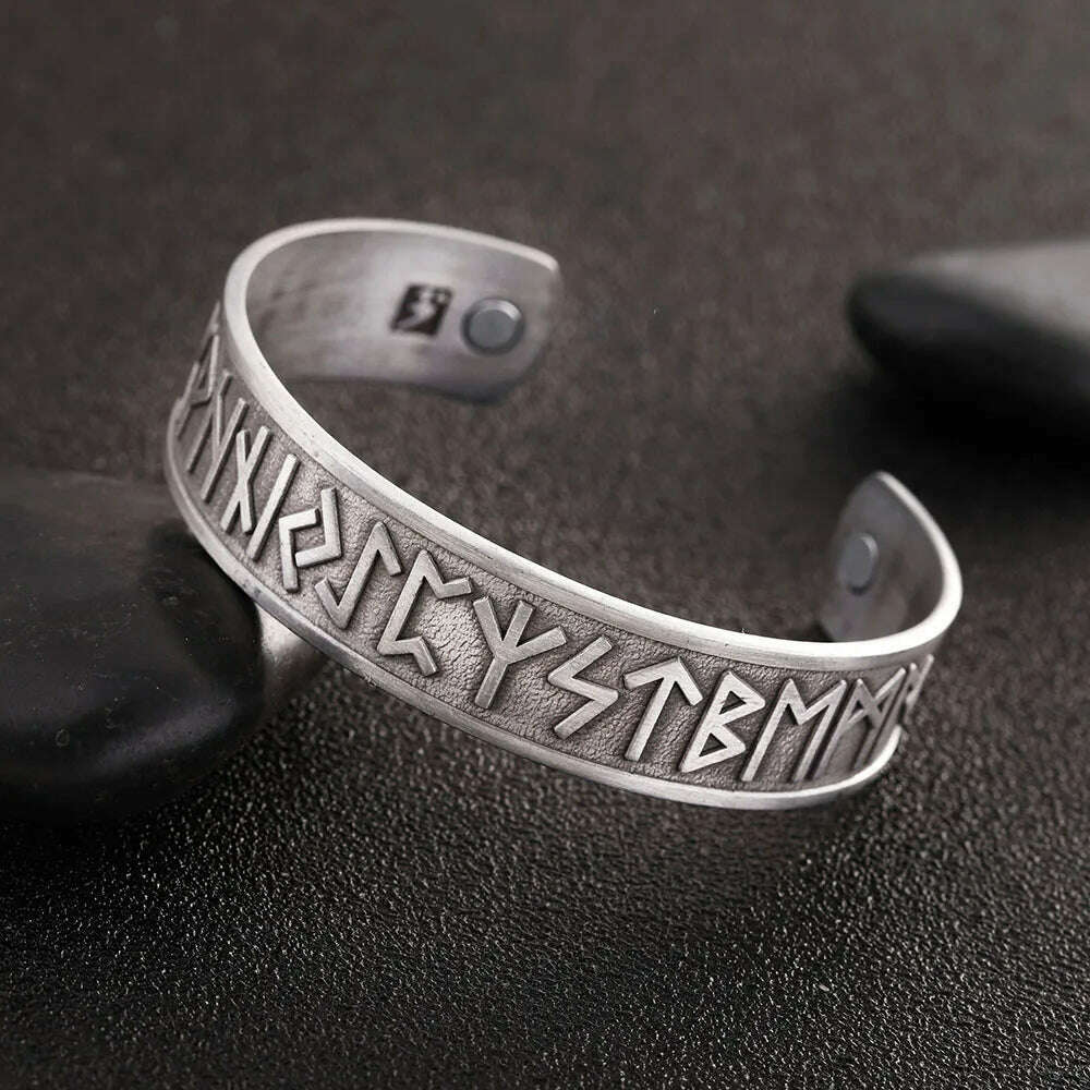 Skyrim Viking Talisman Health Bracelets Tree Of Life Luck Knot Runes Trinity Magnetic Cuff Bangles Women Men Adjustable Bracelet - KIMLUD