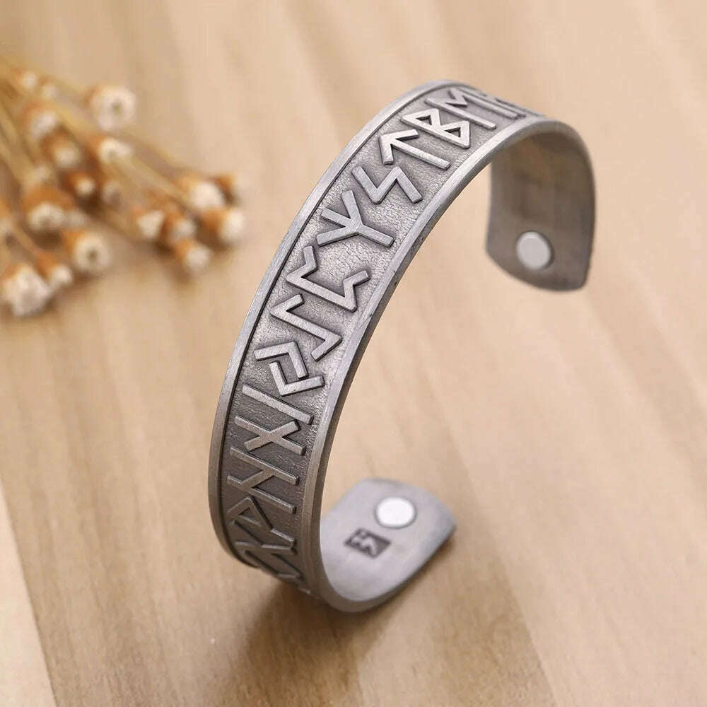 KIMLUD, Skyrim Viking Talisman Health Bracelets Tree Of Life Luck Knot Runes Trinity Magnetic Cuff Bangles Women Men Adjustable Bracelet, 24 Runes, KIMLUD Womens Clothes