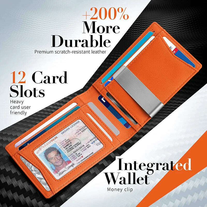 KIMLUD, Slim Wallet for Men-Leather Money Clip Mens Wallets-RFID Blocking Front Pocket Bifold Credit Card Holder, KIMLUD Womens Clothes