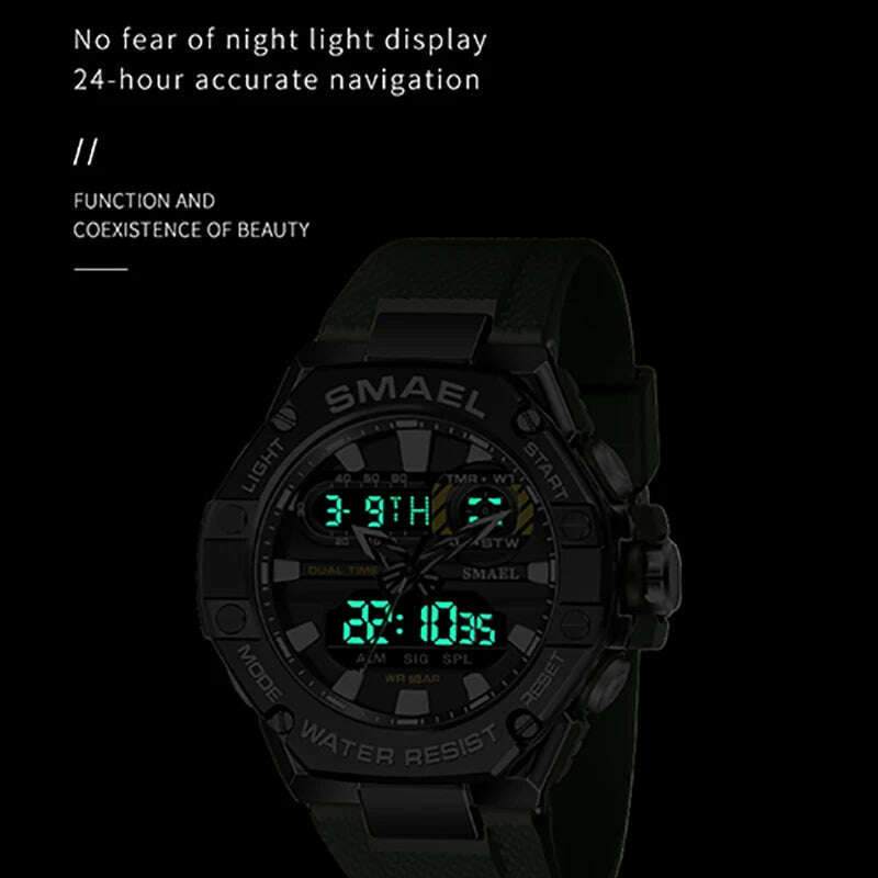 KIMLUD, SMAEL Sport Watch for Man Dual Time Watch for Men Led Light Watch Alarm 8066 Fashion Sport  Watches Military S Shiock Wristwatch, KIMLUD Womens Clothes