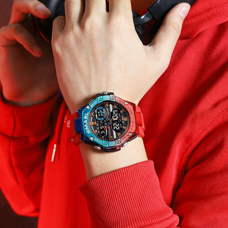 KIMLUD, SMAEL Sport Watch for Man Dual Time Watch for Men Led Light Watch Alarm 8066 Fashion Sport  Watches Military S Shiock Wristwatch, KIMLUD Women's Clothes