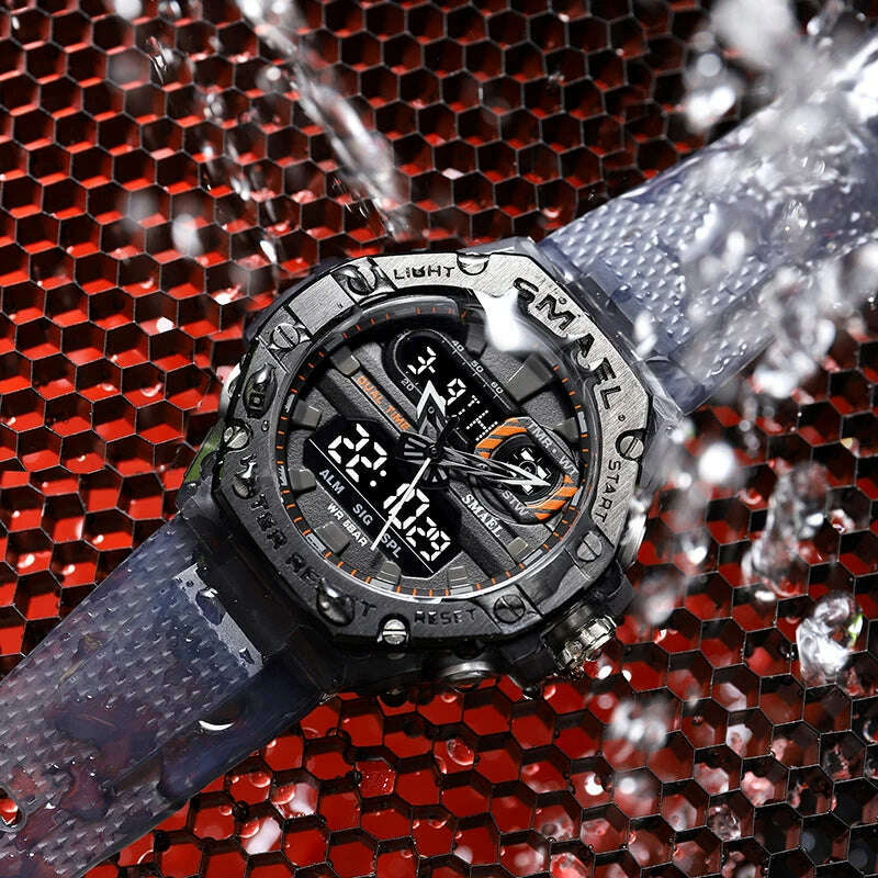 KIMLUD, SMAEL Sport Watch for Man Dual Time Watch for Men Led Light Watch Alarm 8066 Fashion Sport  Watches Military S Shiock Wristwatch, KIMLUD Womens Clothes