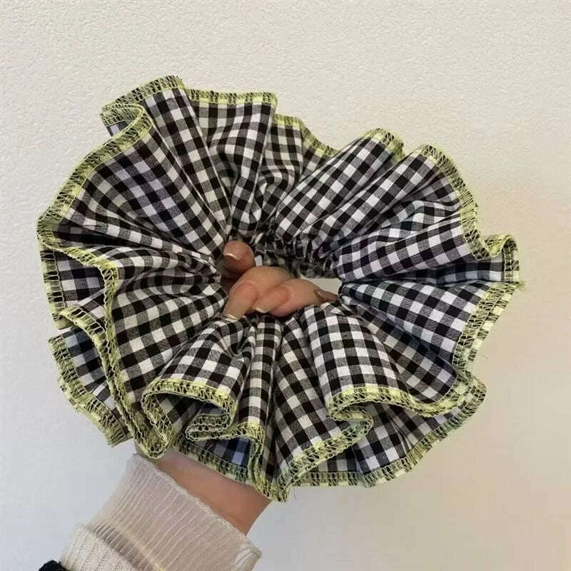 Small Design Hair Scrunchies For Woman Summer Cute Four Layer Plaid Headwear Pure Cotton Edge Extra Large Intestinal Hair Loop - KIMLUD