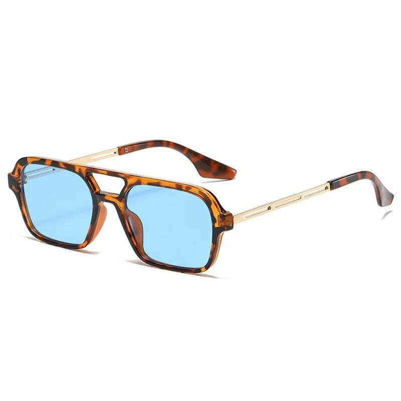 KIMLUD, Small Frame Square Sunglasses Woman Brand Designer Fashion Luxury Sun Glasses Female Vintage Hollow Leopard Blue Oculos De Sol, Leopard Blue / Other, KIMLUD APPAREL - Womens Clothes