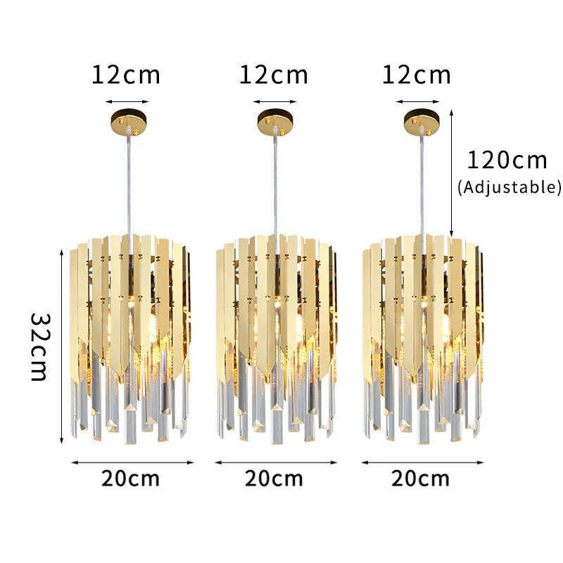 KIMLUD, Small Round Gold k9 Crystal Modern Led Chandelier for Living Room Kitchen Dining Room Bedroom Bedside Luxury Indoor Lighting, 3pcs dia 20cm gold / CHINA / NOT dimmable|warm light (3000K), KIMLUD Women's Clothes