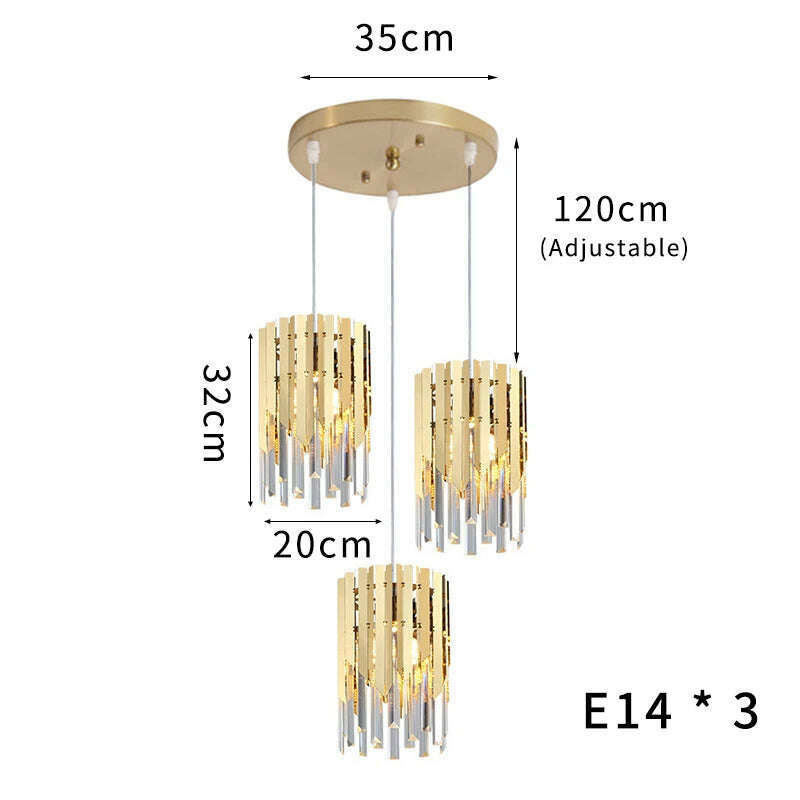KIMLUD, Small Round Gold k9 Crystal Modern Led Chandelier for Living Room Kitchen Dining Room Bedroom Bedside Luxury Indoor Lighting, 3heads gold / CHINA / NOT dimmable|warm light (3000K), KIMLUD Women's Clothes
