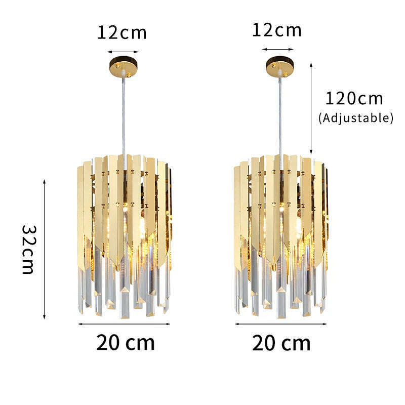 KIMLUD, Small Round Gold k9 Crystal Modern Led Chandelier for Living Room Kitchen Dining Room Bedroom Bedside Luxury Indoor Lighting, 2pcs dia 20cm gold / CHINA / NOT dimmable|warm light (3000K), KIMLUD Women's Clothes