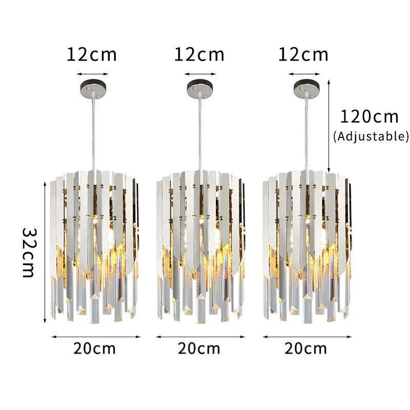 KIMLUD, Small Round Gold k9 Crystal Modern Led Chandelier for Living Room Kitchen Dining Room Bedroom Bedside Luxury Indoor Lighting, 3pcs dia 20cm silver / CHINA / NOT dimmable|warm light (3000K), KIMLUD Women's Clothes