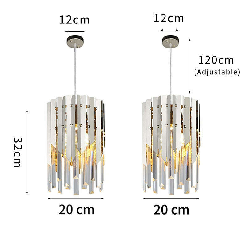 KIMLUD, Small Round Gold k9 Crystal Modern Led Chandelier for Living Room Kitchen Dining Room Bedroom Bedside Luxury Indoor Lighting, 2pcs dia 20cm silver / CHINA / NOT dimmable|warm light (3000K), KIMLUD Women's Clothes