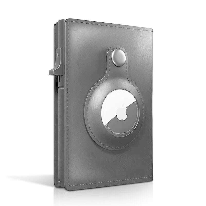Smart Wallet for Airtag Apple Crazy Horse Genuine Leather Cash Credit Card Men Wallet Slim Design Airtags Holder - KIMLUD