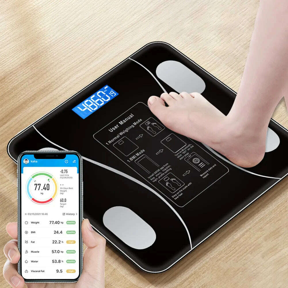 KIMLUD, Smart Weighing Scale Bluetooth-compatible lichaamsvet intelligente Electronic Intelligent Weight Loss Body Fat Scale Balances, KIMLUD Womens Clothes