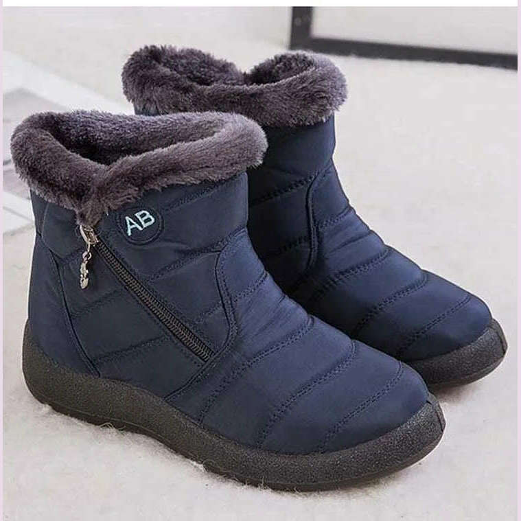 Snow Women Boots Comfortable Women's Boots Waterproof Women Shoes Zipper Shoes Woman Soft Fur Women's Winter Boots Botas Mujer - KIMLUD