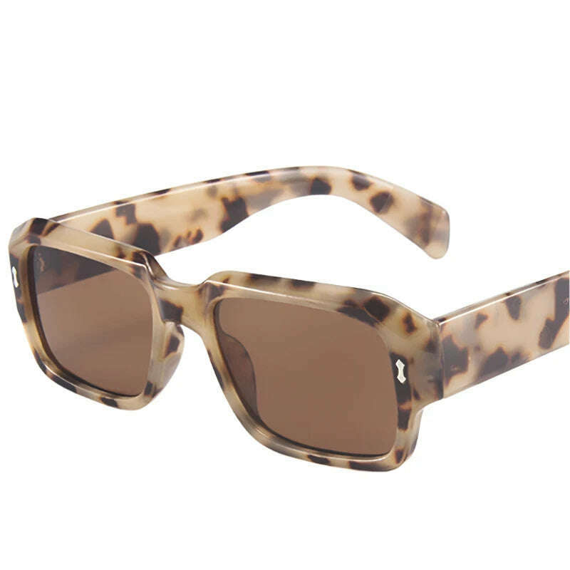 SO&amp;EI Fashion Polygon Square Sunglasses Women Retro Rivets Decoration Jelly Color Shades UV400 Men Trending Gradient Sun Glasses - KIMLUD