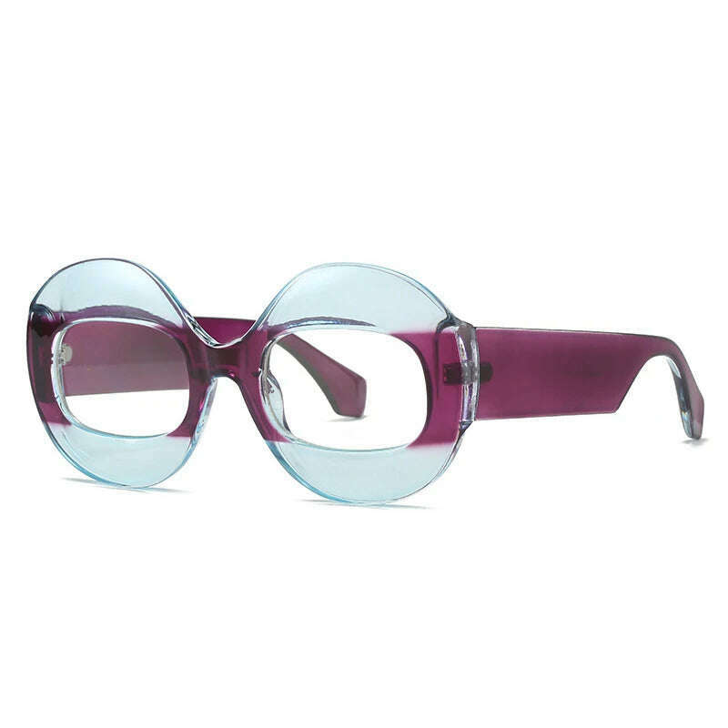 SO&amp;EI Fashion Round Contrast Color Women Sunglasses Retro Oval Clear Gradient Lens Shades UV400 Men Trending Punk Sun Glasses - KIMLUD