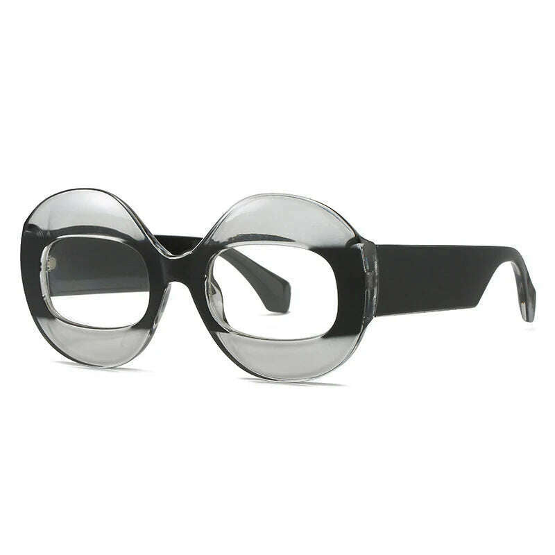 SO&amp;EI Fashion Round Contrast Color Women Sunglasses Retro Oval Clear Gradient Lens Shades UV400 Men Trending Punk Sun Glasses - KIMLUD