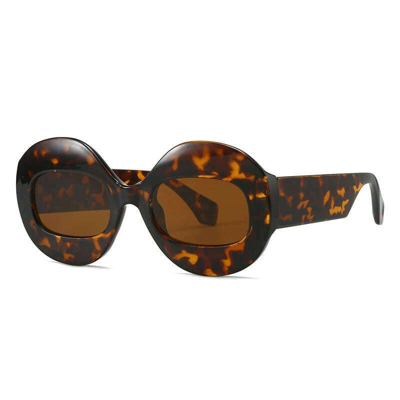 SO&amp;EI Fashion Round Contrast Color Women Sunglasses Retro Oval Clear Gradient Lens Shades UV400 Men Trending Punk Sun Glasses - KIMLUD