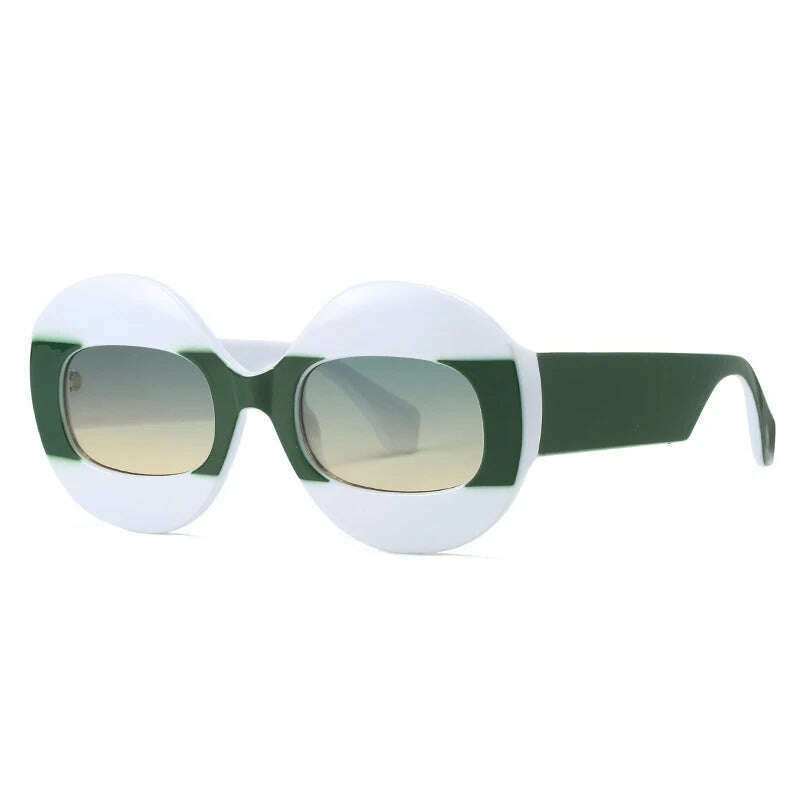 SO&amp;EI Fashion Round Contrast Color Women Sunglasses Retro Oval Clear Gradient Lens Shades UV400 Men Trending Punk Sun Glasses - KIMLUD