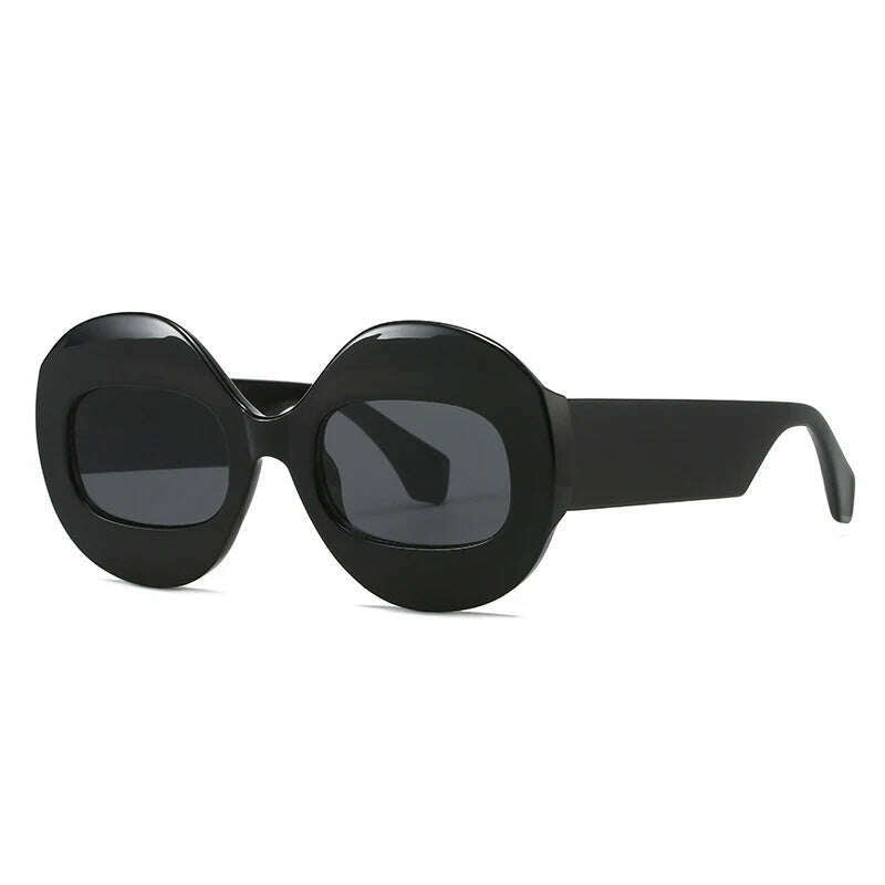 SO&amp;EI Fashion Round Contrast Color Women Sunglasses Retro Oval Clear Gradient Lens Shades UV400 Men Trending Punk Sun Glasses - KIMLUD