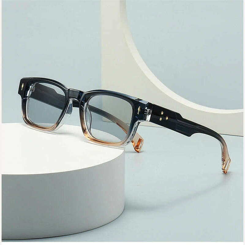 KIMLUD, SO&EI Retro Square Sunglasses Women Fashion Brand Designer Gradient Shades UV400 Men Trending Rivets Punk Sun Glasses, KIMLUD Womens Clothes