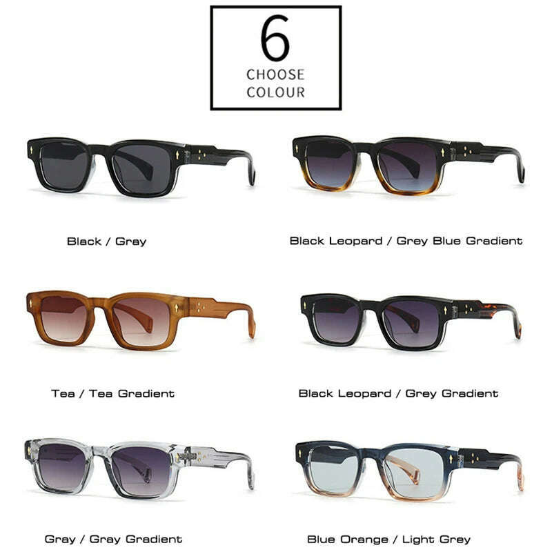 KIMLUD, SO&EI Retro Square Sunglasses Women Fashion Brand Designer Gradient Shades UV400 Men Trending Rivets Punk Sun Glasses, KIMLUD Womens Clothes