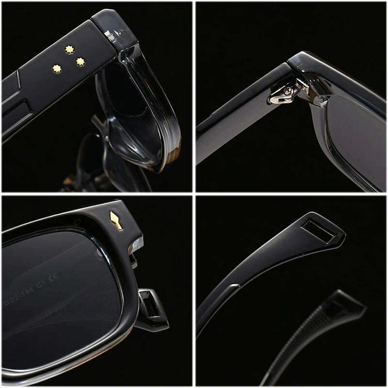 KIMLUD, SO&EI Retro Square Sunglasses Women Fashion Brand Designer Gradient Shades UV400 Men Trending Rivets Punk Sun Glasses, KIMLUD Womens Clothes