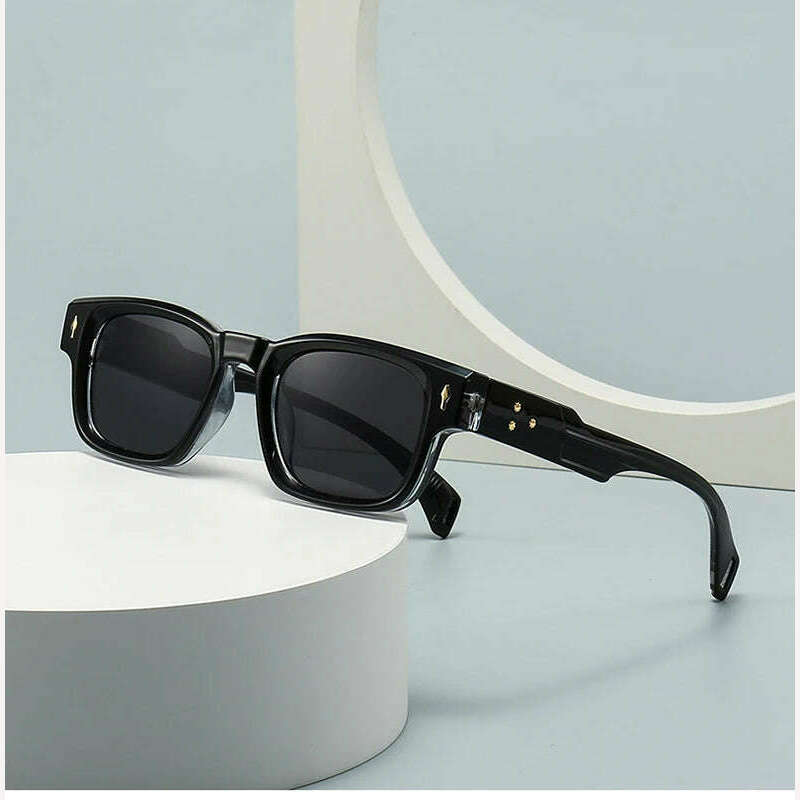 KIMLUD, SO&EI Retro Square Sunglasses Women Fashion Brand Designer Gradient Shades UV400 Men Trending Rivets Punk Sun Glasses, KIMLUD Womens Clothes