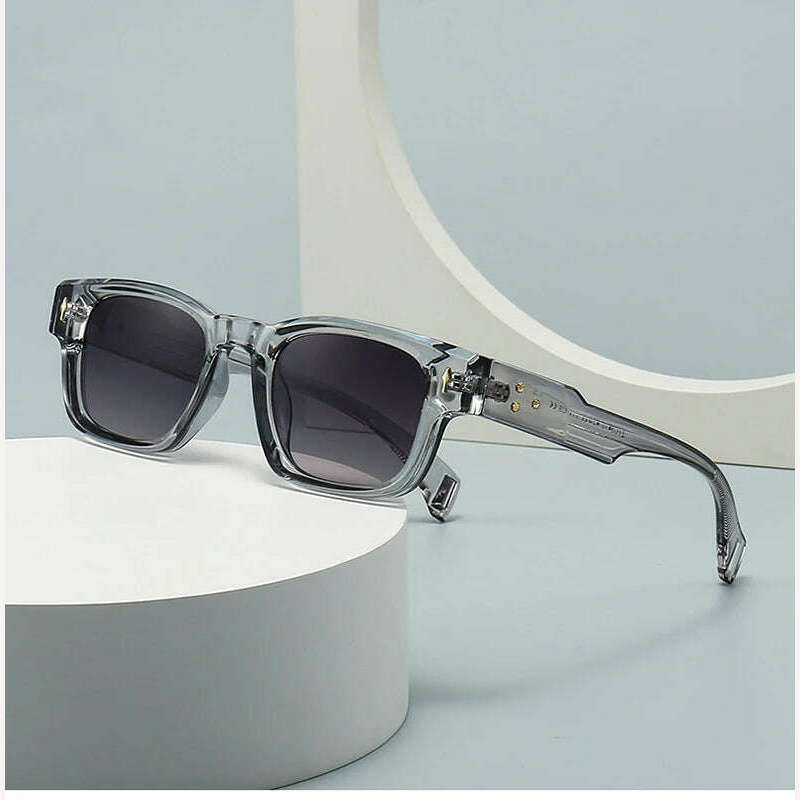KIMLUD, SO&EI Retro Square Sunglasses Women Fashion Brand Designer Gradient Shades UV400 Men Trending Rivets Punk Sun Glasses, KIMLUD Womens Clothes
